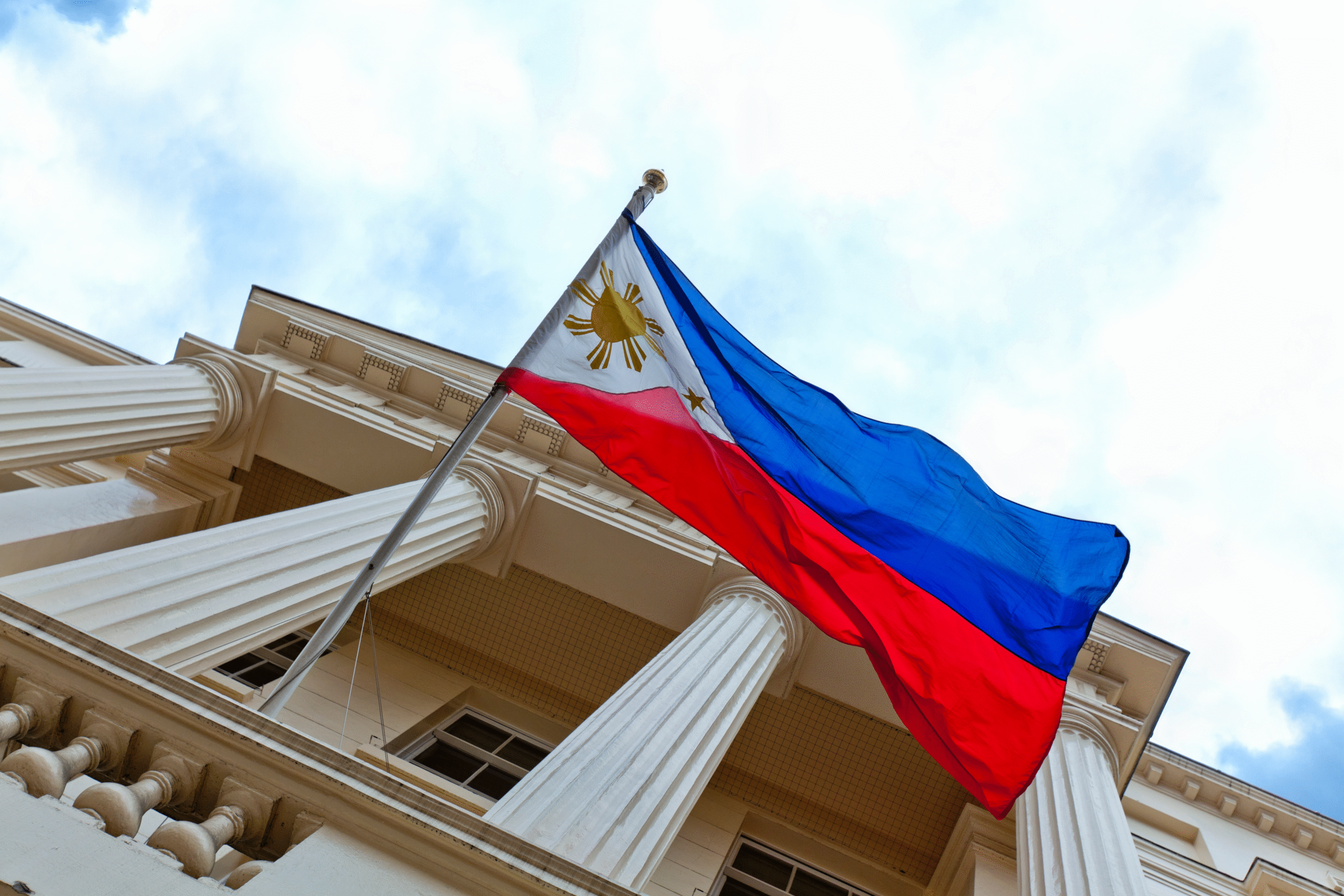 Philippine flag on a pole
