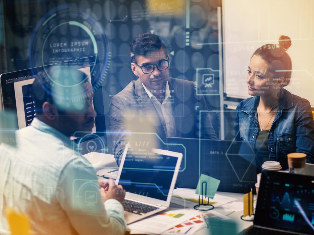 software developer employees discussing software scalability