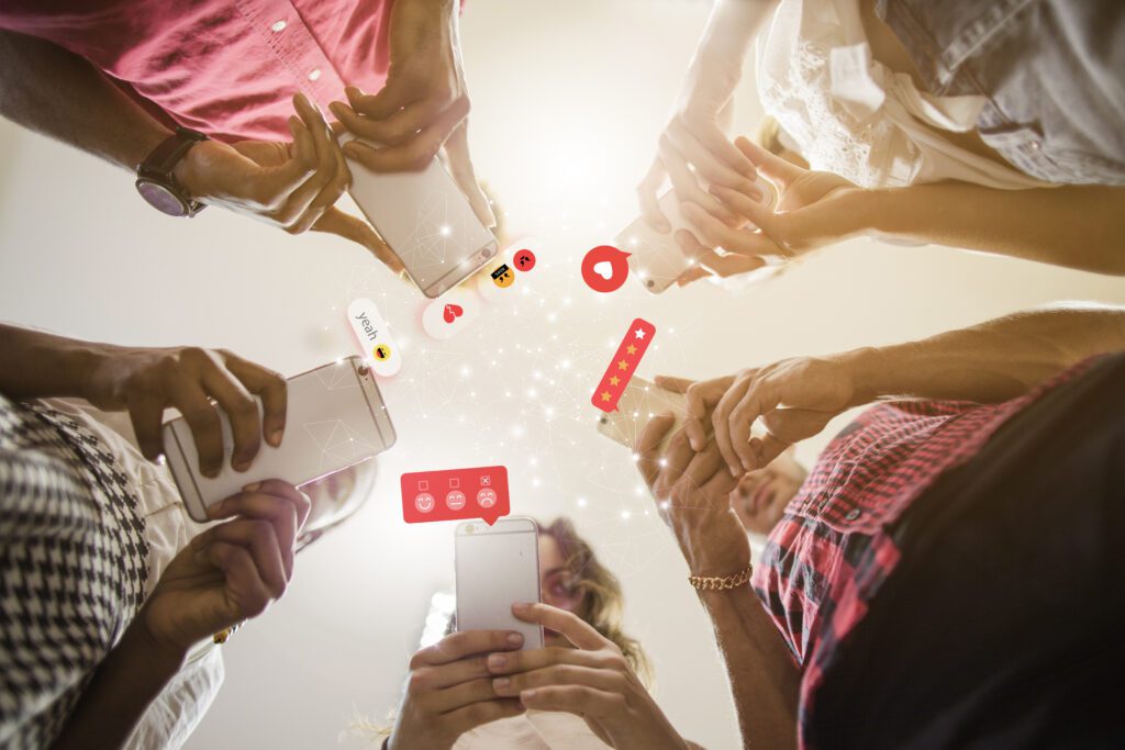 people on mobile about social media advertising