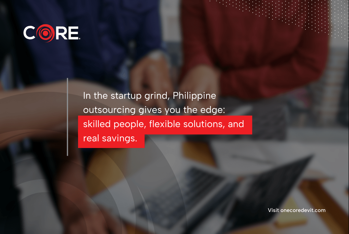 Visual representation of Core's outsourcing services, emphasizing their operations based in the Philippines.