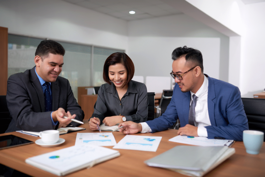 professionals discussing about back office operations