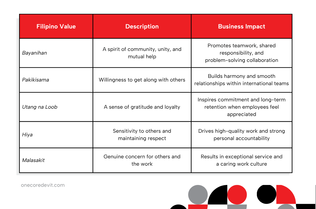 Table comparing various business types, highlighting differences in cultural alignment and offshore strategies.