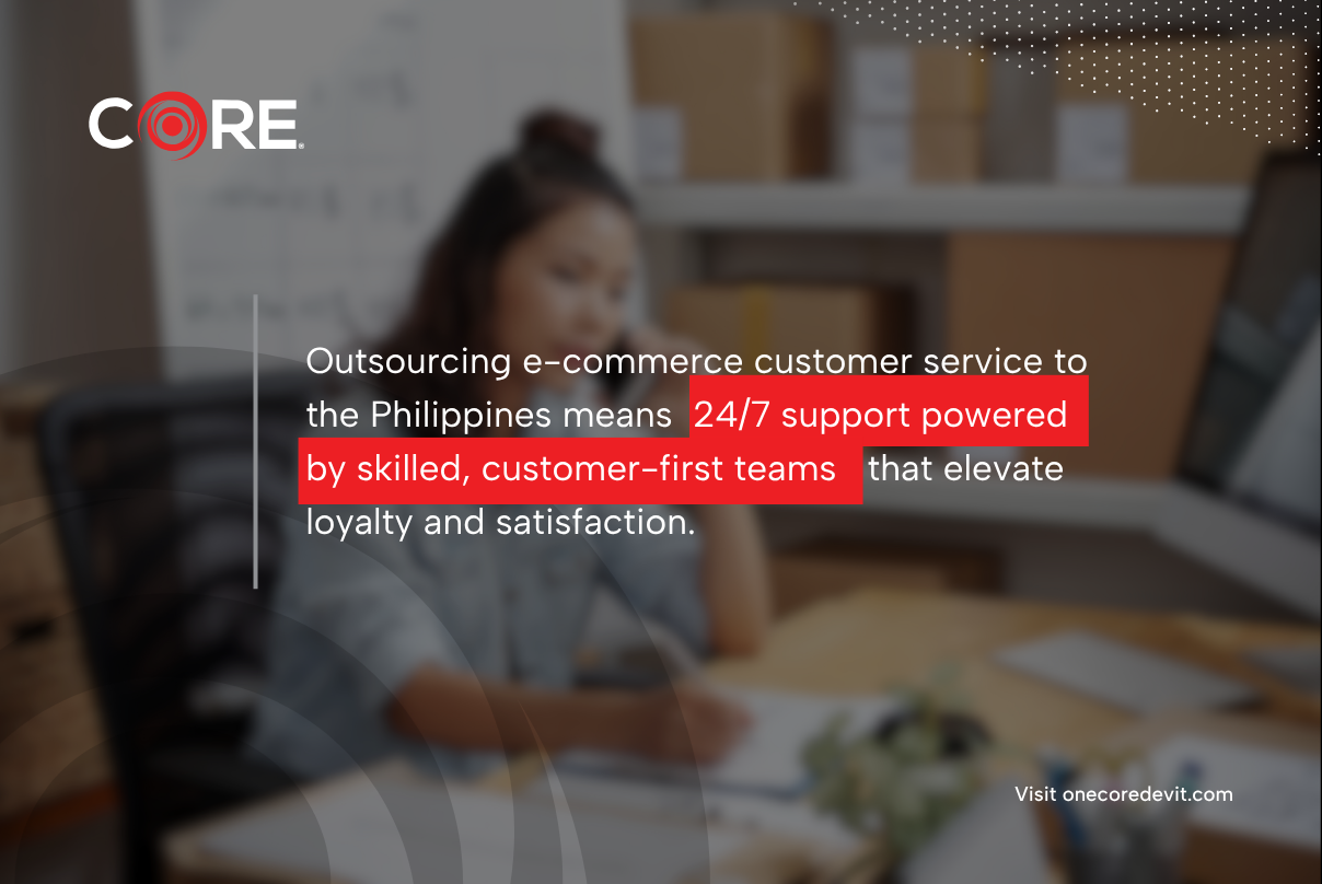 E-commerce customer service team providing outsourced support for core business operations.