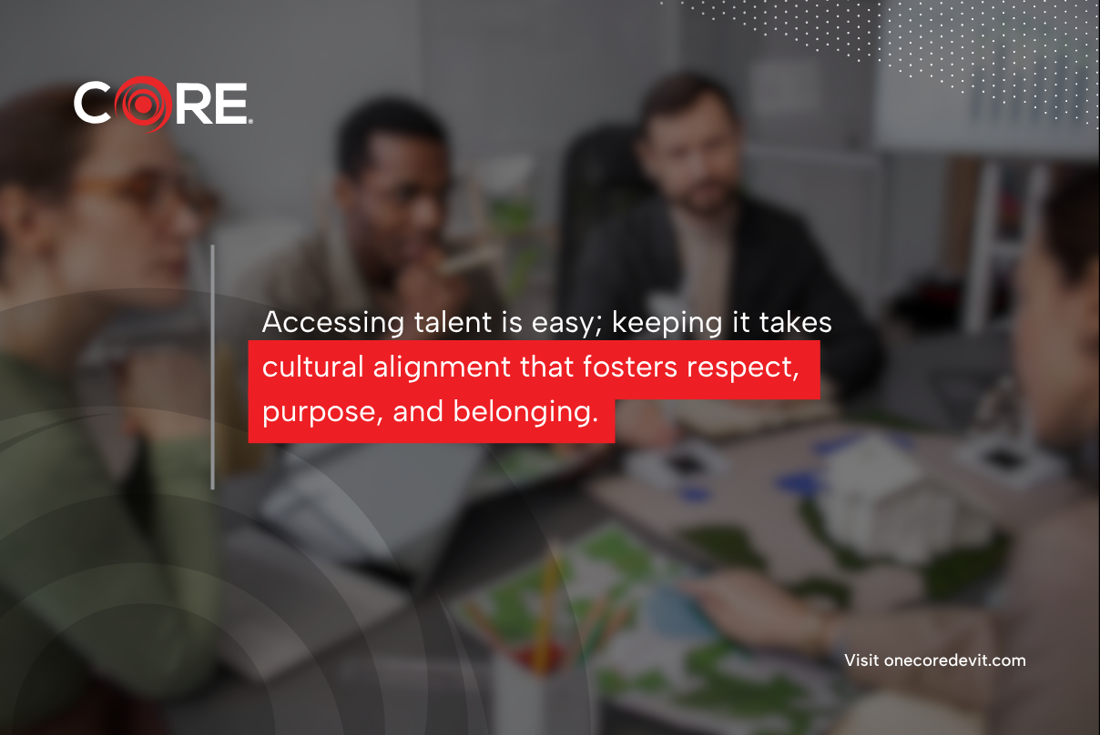 Visual representation of core values emphasizing cultural alignment in offshore settings.