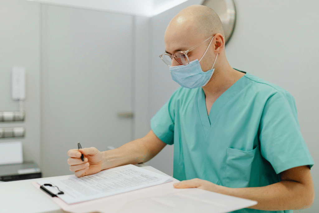 Man in hybrid healthcare admin jobs 