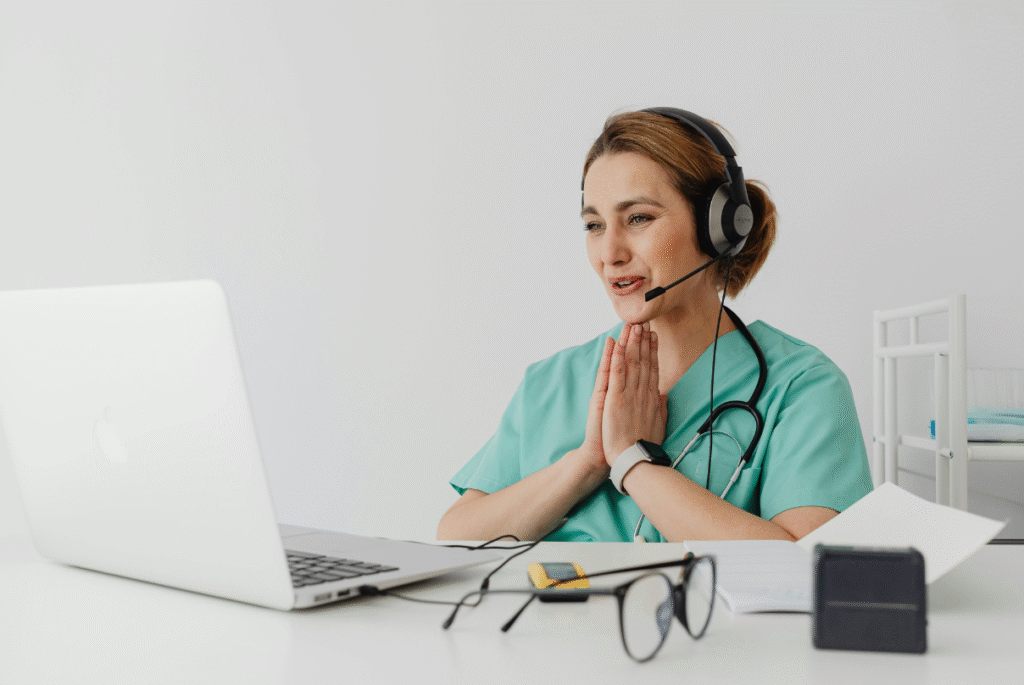 Woman in hybrid healthcare admin jobs 