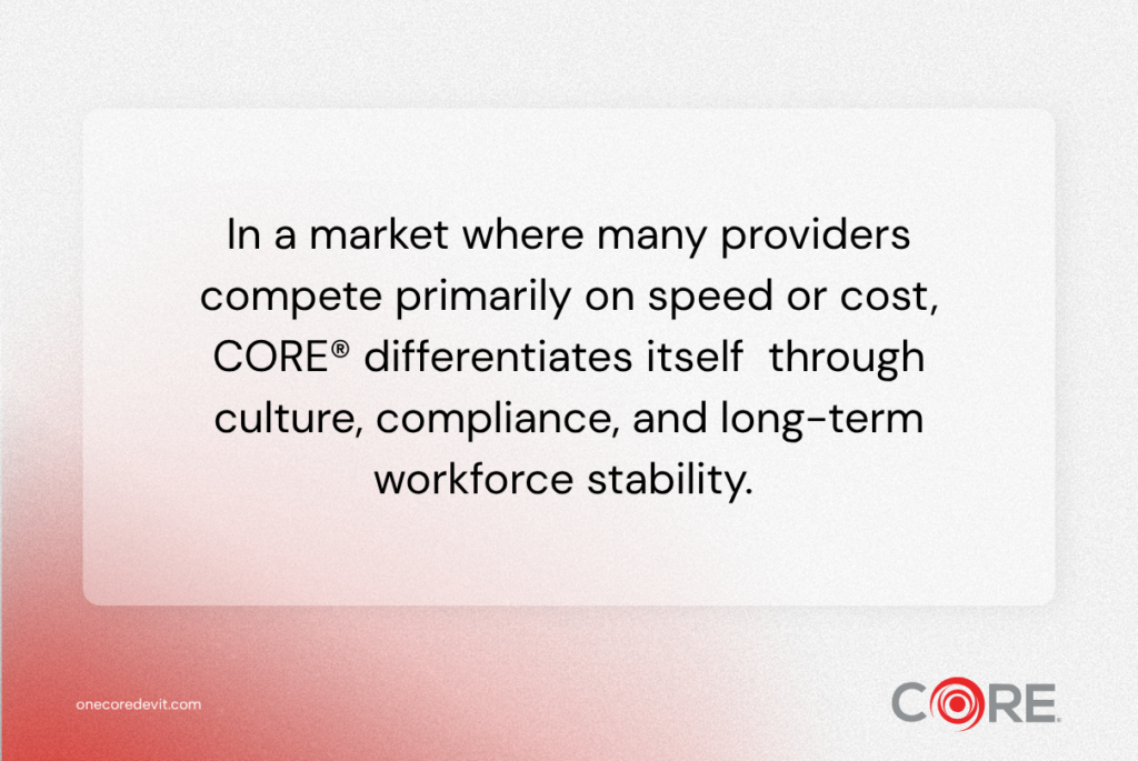 One CoreDev IT (CORE) differentiates itself through culture, compliance, and workforce stability